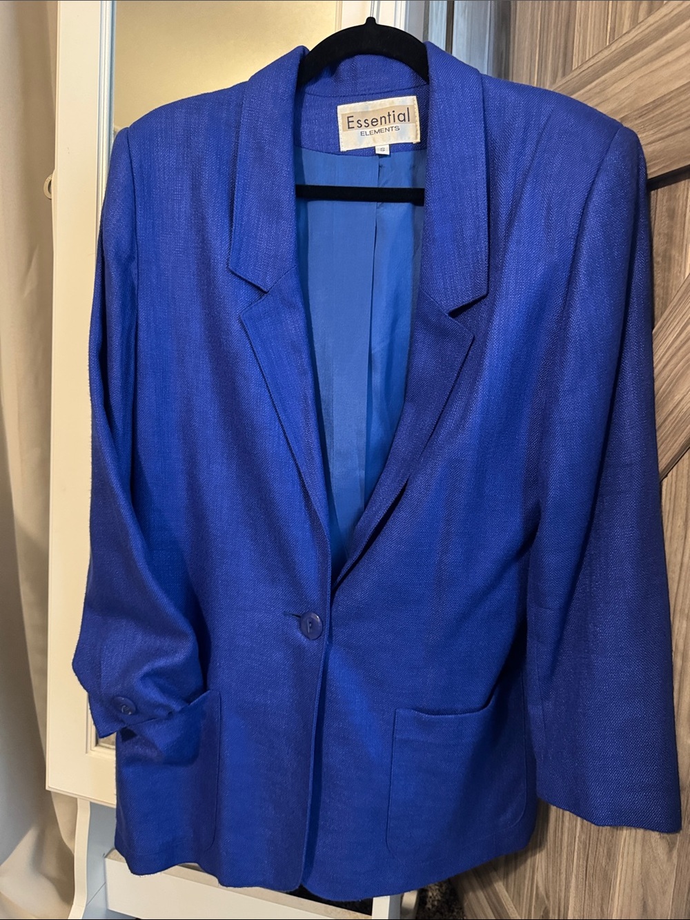 Essential Elements Vintage Oversized Women’s Cobalt Blue Single-Button Blazer